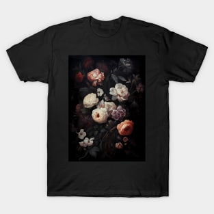 Vintage gothic floral bouquet with peonies and roses T-Shirt